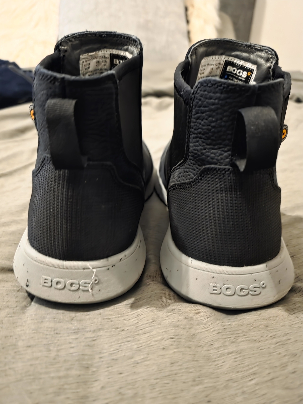 Bogs Men's Black High-Top Sneakers with White Soles